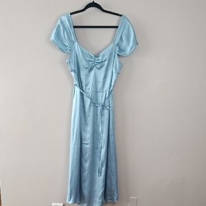 Topshop Powder Blue Satin Bridgetown Sweetheart Neckline Feminine Dress …